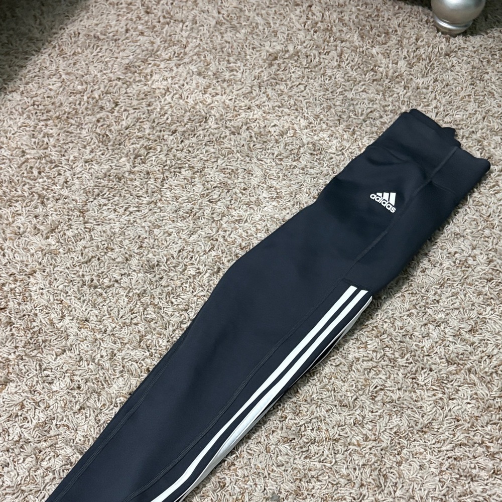 Adidas womens grey and White Striped Leggings